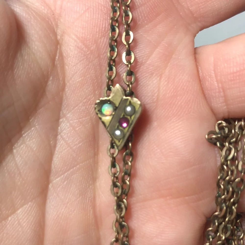Antique opal watch fob necklace art deco slide - Picture 1 of 7